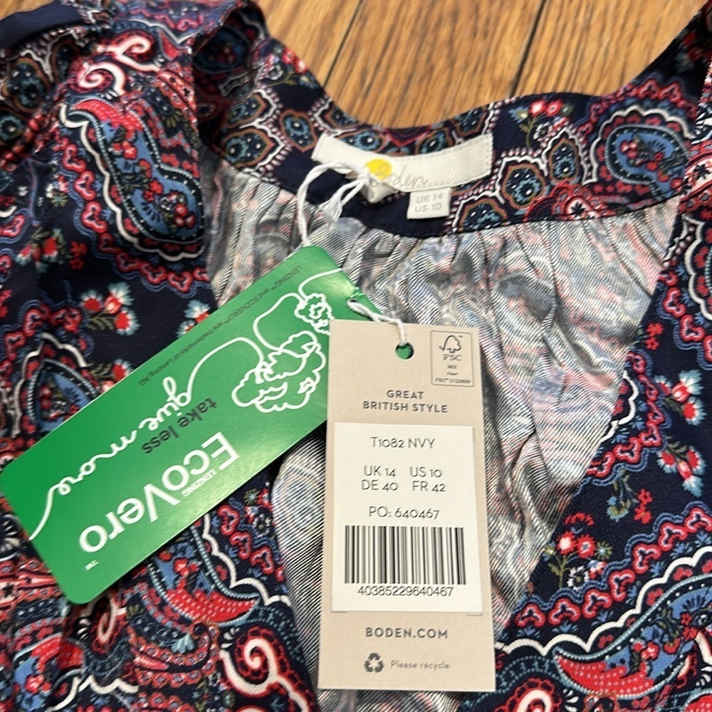 NWT Boden Placement border print botanic paisley floral button down blouse - Picture 8 of 8